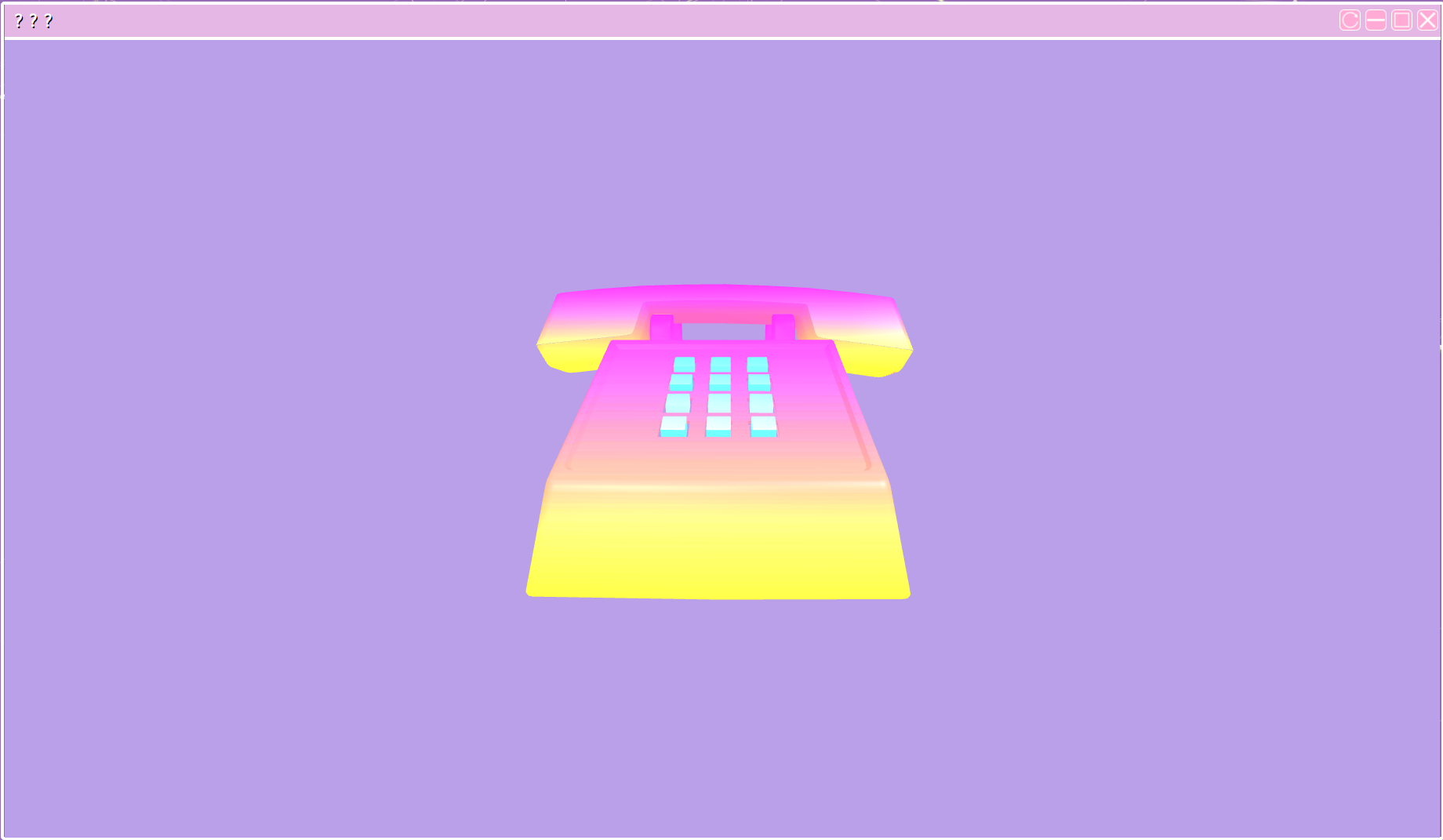 A pink and yellow illustration of a traditional telephone on a purple background